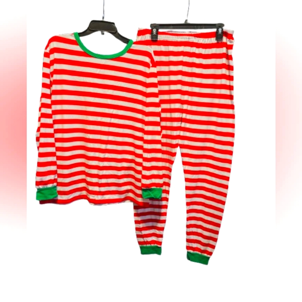 Red and White Christmas Pajamas Set - Size L (Top & Bottom)
